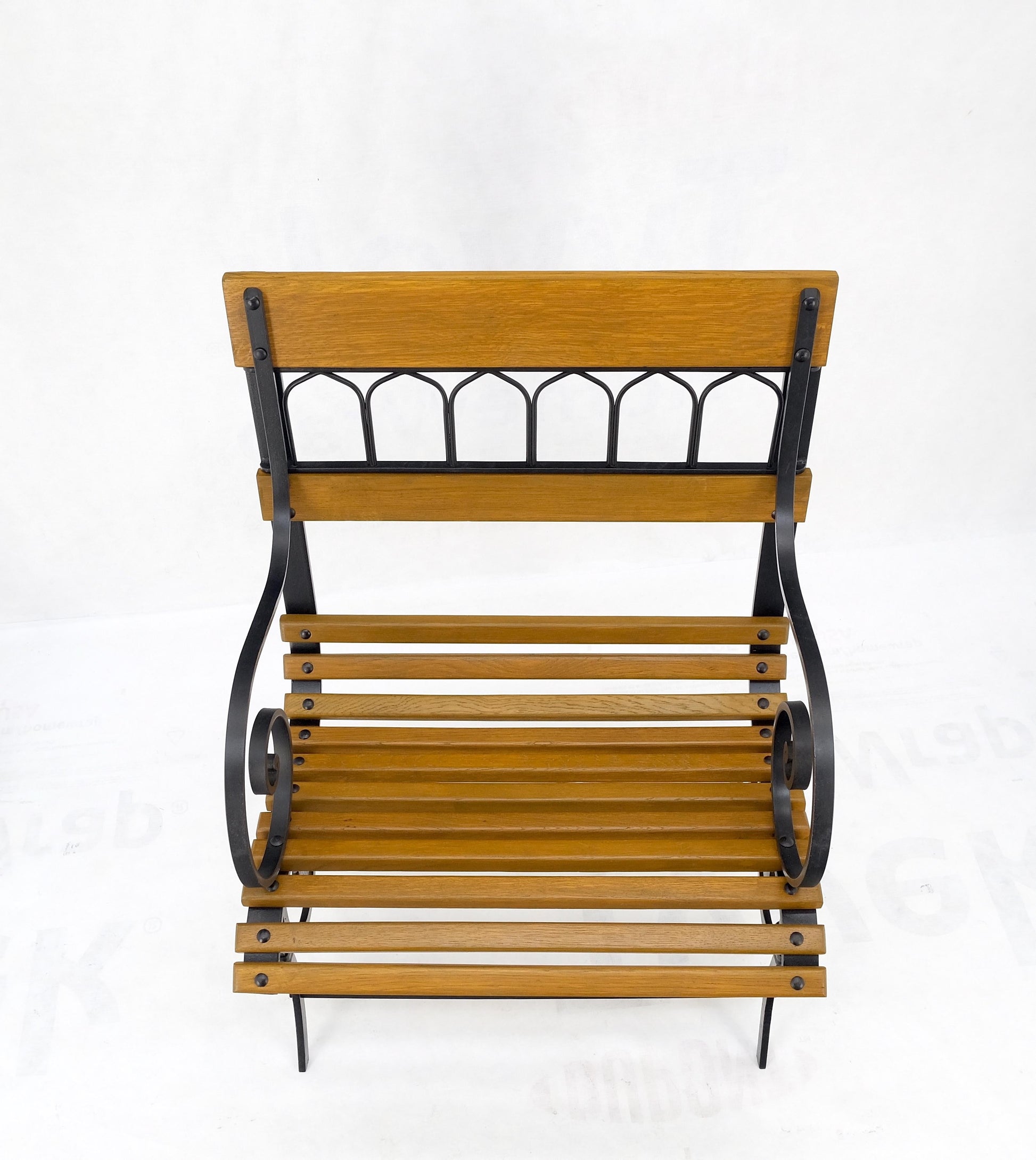 EstablishedLines Restored 1920s Wrought Iron & Oak Slat Park Bench Mint!