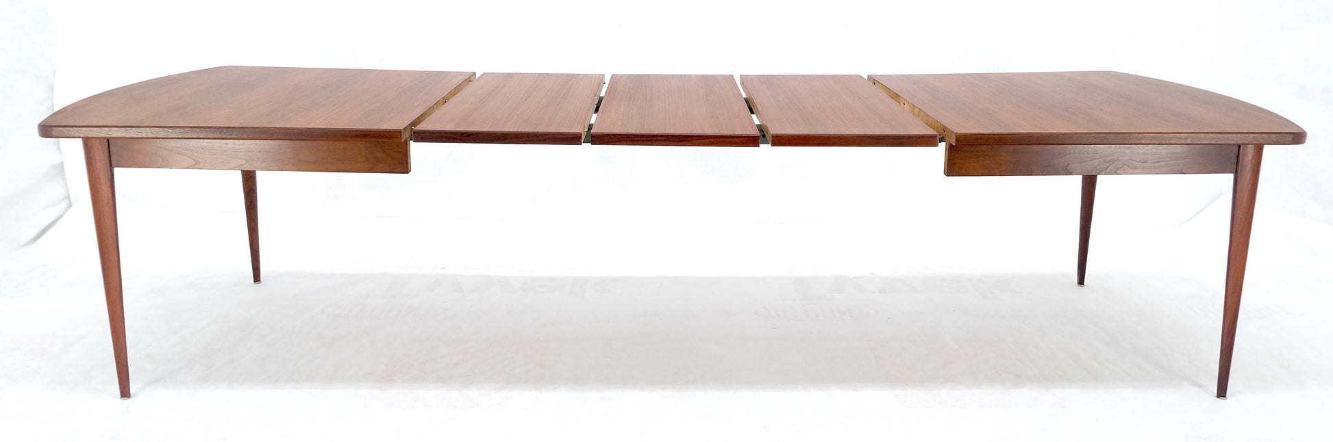 EstablishedLines Concave Side Rounded Ends Shape Large Oiled Walnut Dining Table 3 Leaves MINT!