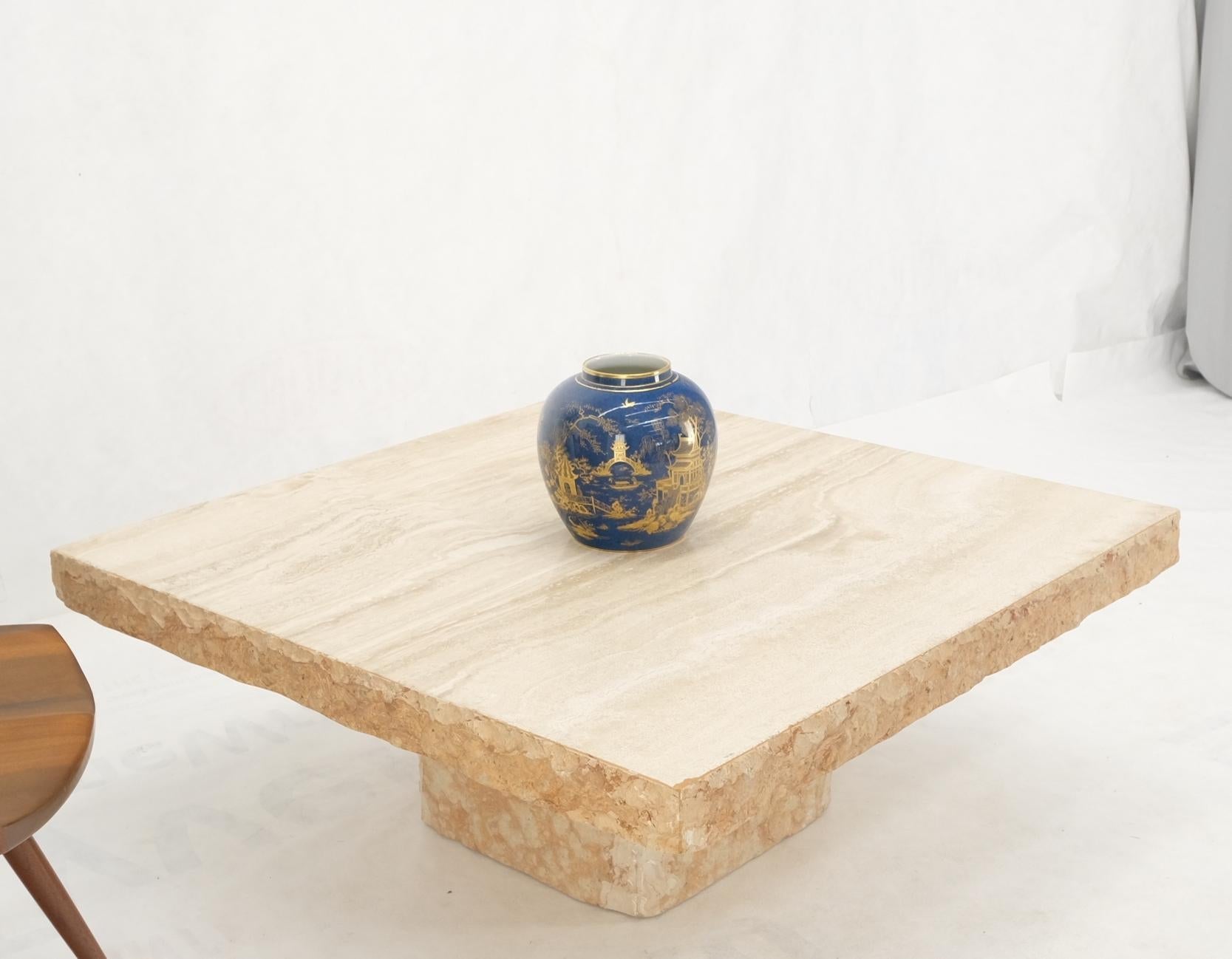 EstablishedLines Square Travertine Mid Italian Century Modern Live Edge Coffee Center Table