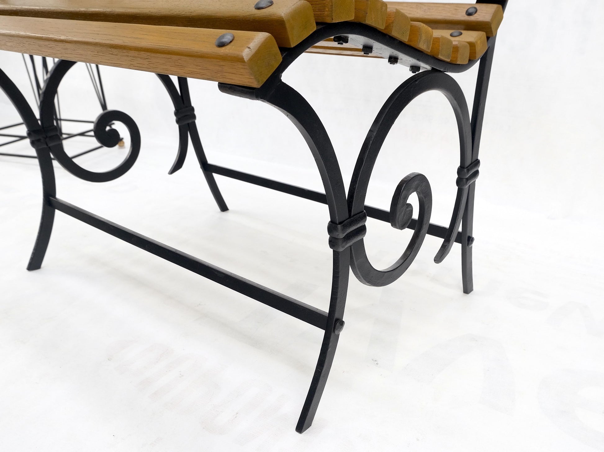 EstablishedLines Restored 1920s Wrought Iron & Oak Slat Park Bench Mint!