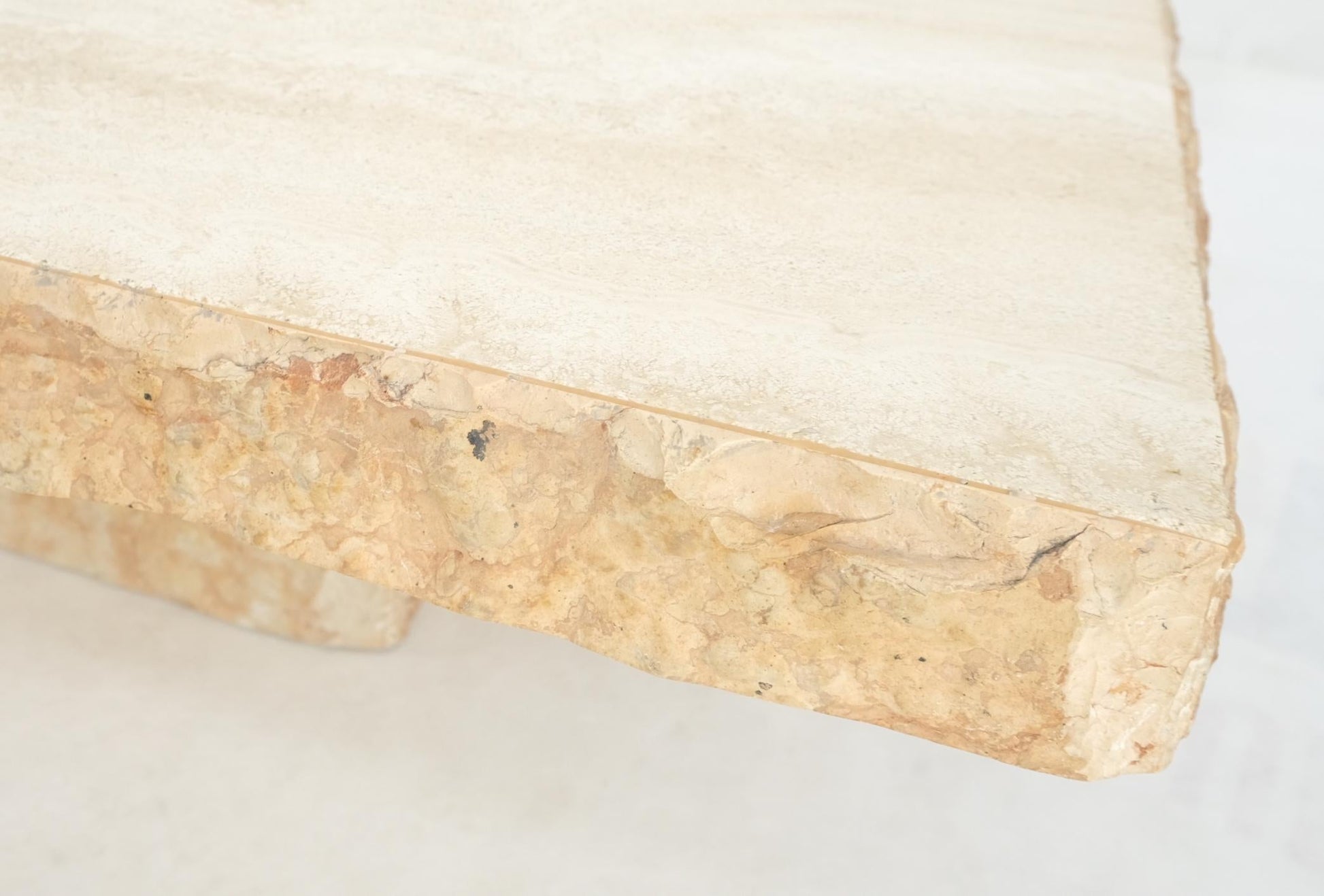 EstablishedLines Square Travertine Mid Italian Century Modern Live Edge Coffee Center Table