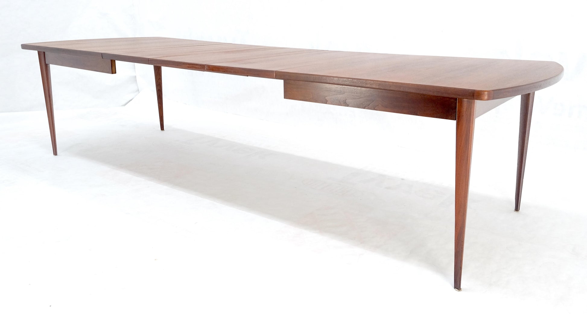 EstablishedLines Concave Side Rounded Ends Shape Large Oiled Walnut Dining Table 3 Leaves MINT!