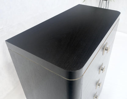 EstablishedLines Black Lacquer & Silver 5 Drawers Art Deco Tall Chest Dresser MINT