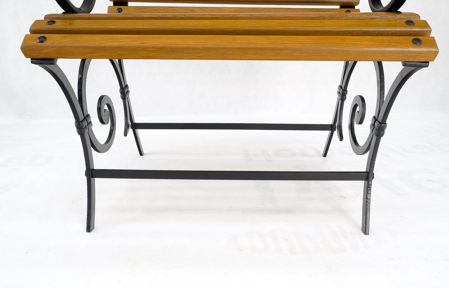 EstablishedLines Restored 1920s Wrought Iron & Oak Slat Park Bench Mint!