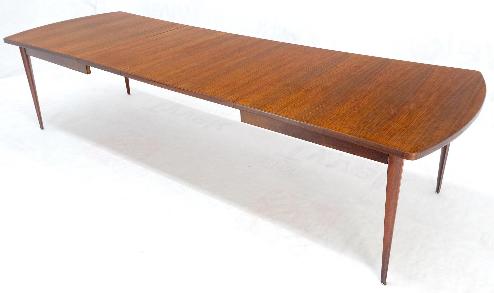 EstablishedLines Concave Side Rounded Ends Shape Large Oiled Walnut Dining Table 3 Leaves MINT!