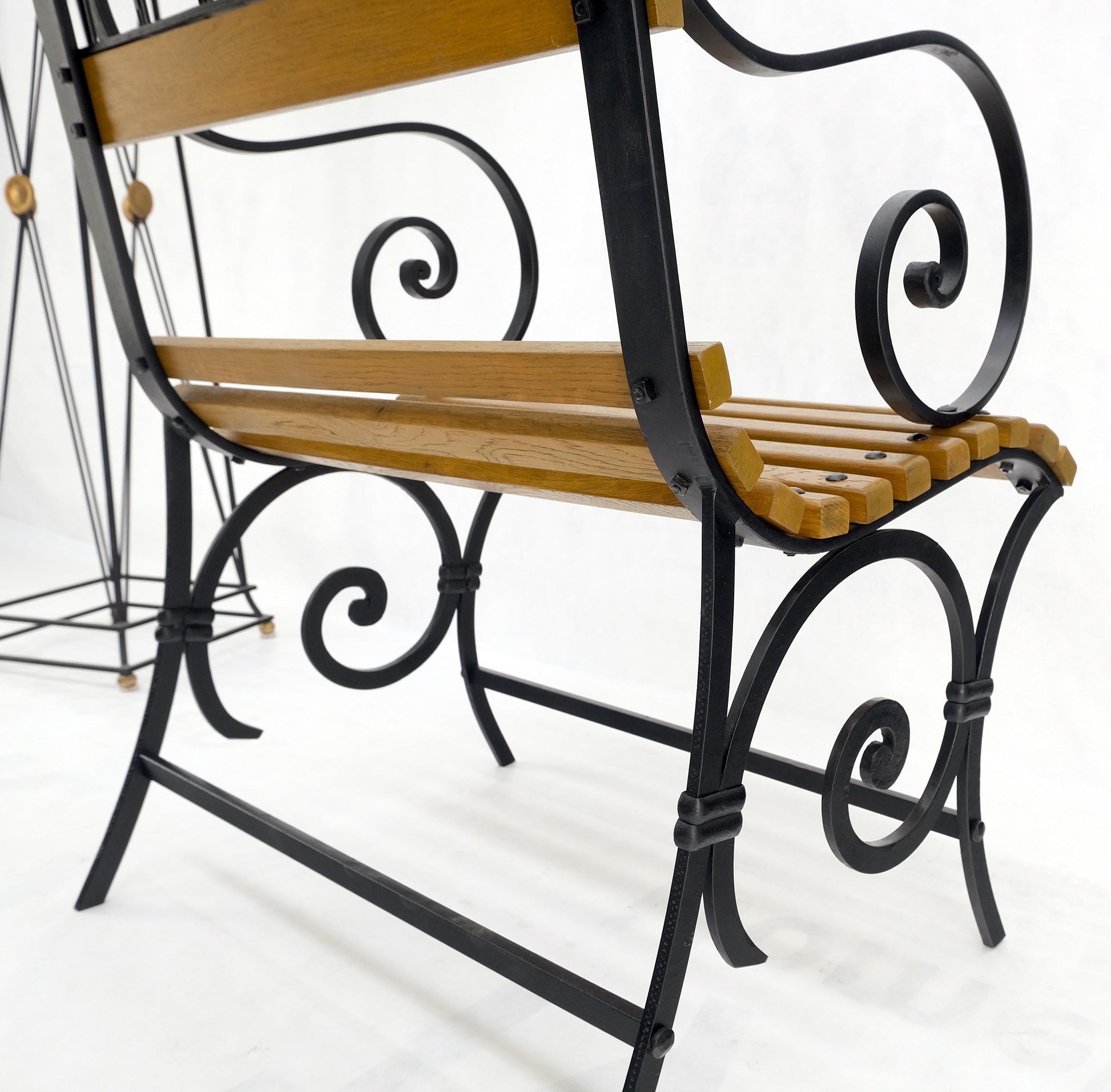 EstablishedLines Restored 1920s Wrought Iron & Oak Slat Park Bench Mint!