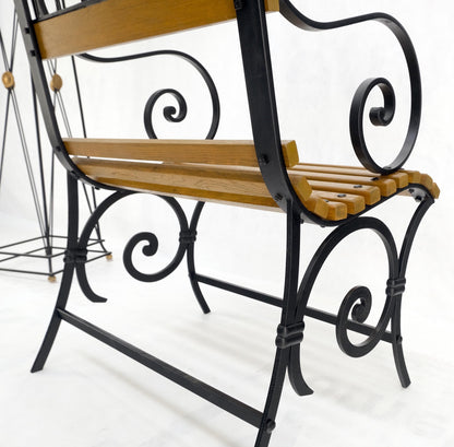 EstablishedLines Restored 1920s Wrought Iron & Oak Slat Park Bench Mint!