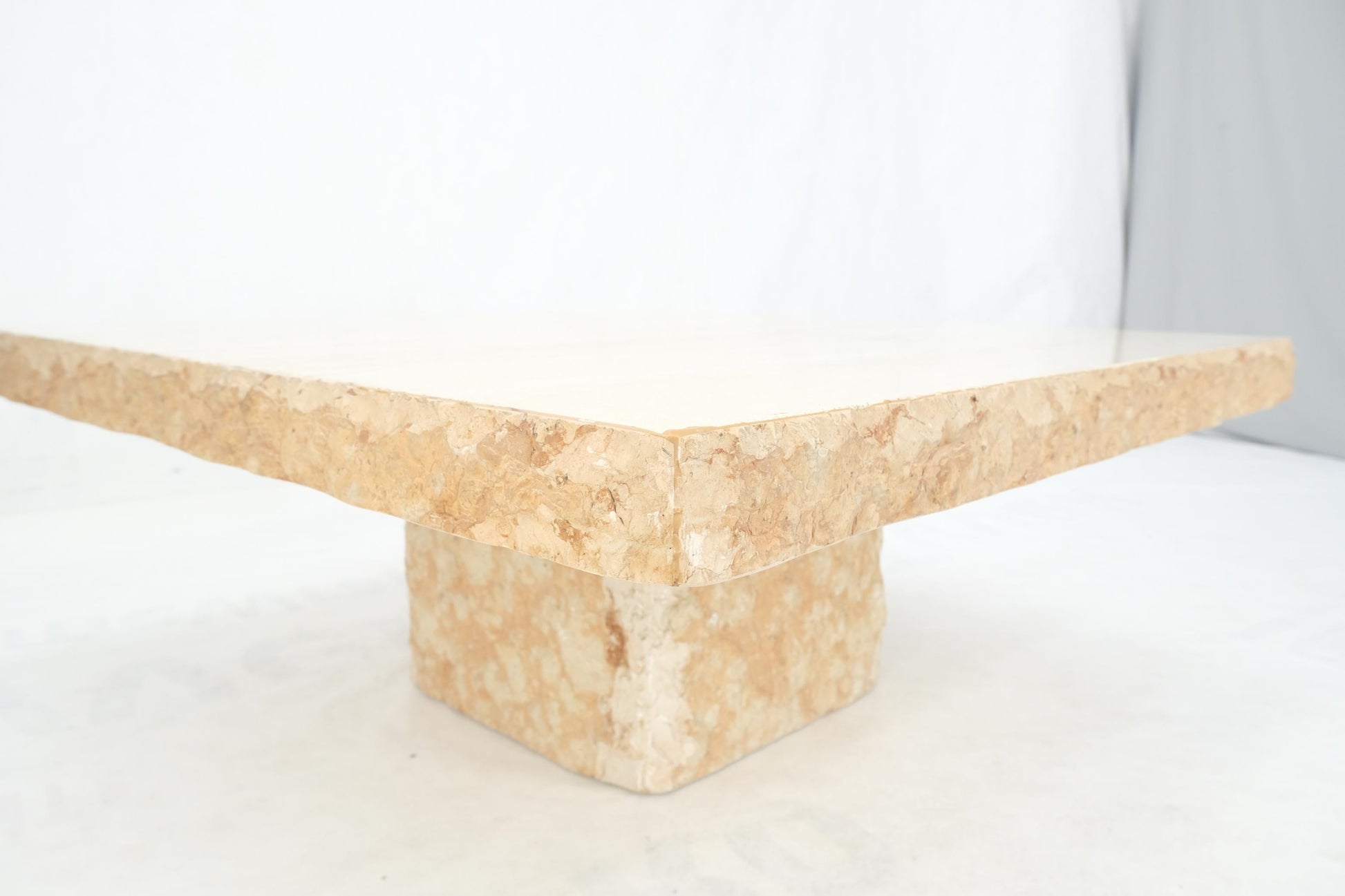 EstablishedLines Square Travertine Mid Italian Century Modern Live Edge Coffee Center Table