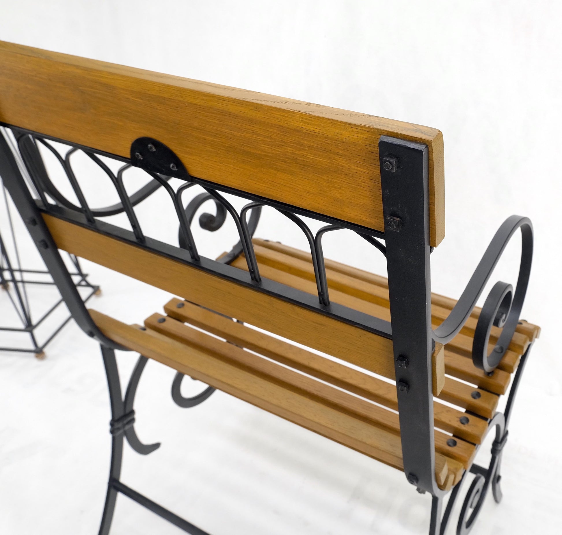 EstablishedLines Restored 1920s Wrought Iron & Oak Slat Park Bench Mint!