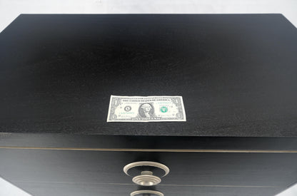 EstablishedLines Black Lacquer & Silver 5 Drawers Art Deco Tall Chest Dresser MINT
