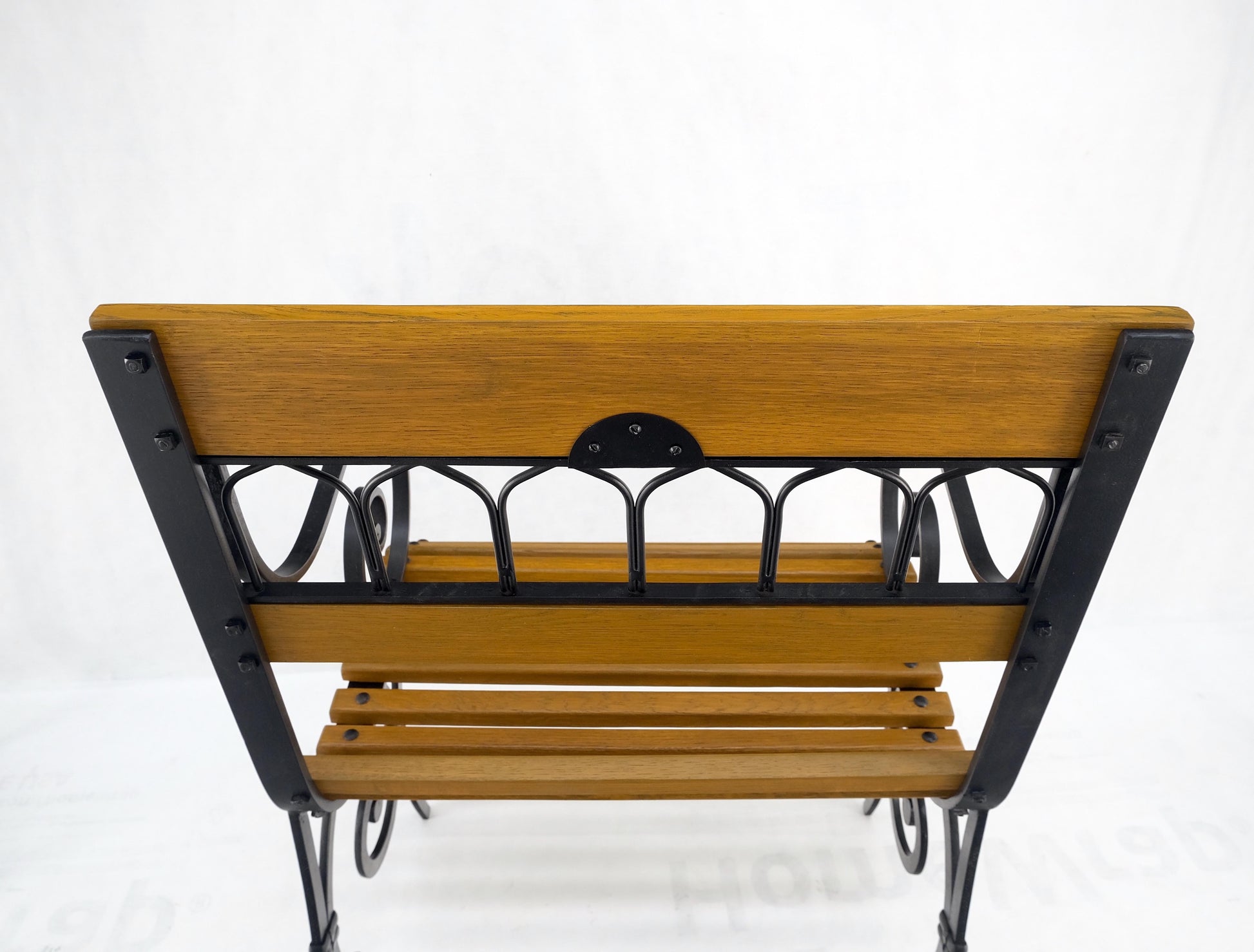 EstablishedLines Restored 1920s Wrought Iron & Oak Slat Park Bench Mint!