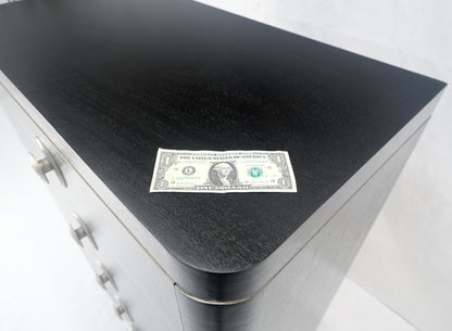 EstablishedLines Black Lacquer & Silver 5 Drawers Art Deco Tall Chest Dresser MINT