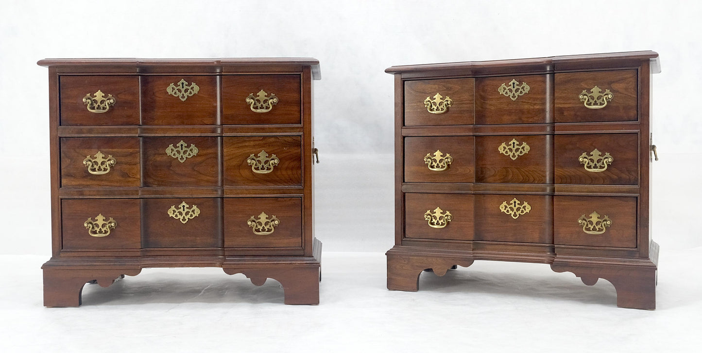 EstablishedLines Pair of Solid Cherry 3 Drawers Block Front Nightstands End Tables Stands MIINT