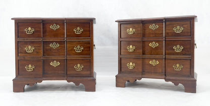 EstablishedLines Pair of Solid Cherry 3 Drawers Block Front Nightstands End Tables Stands MIINT