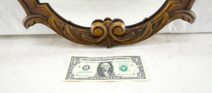 EstablishedLines Fine Shield Shape Carved Light Walnut Mirror c1940s MINT!