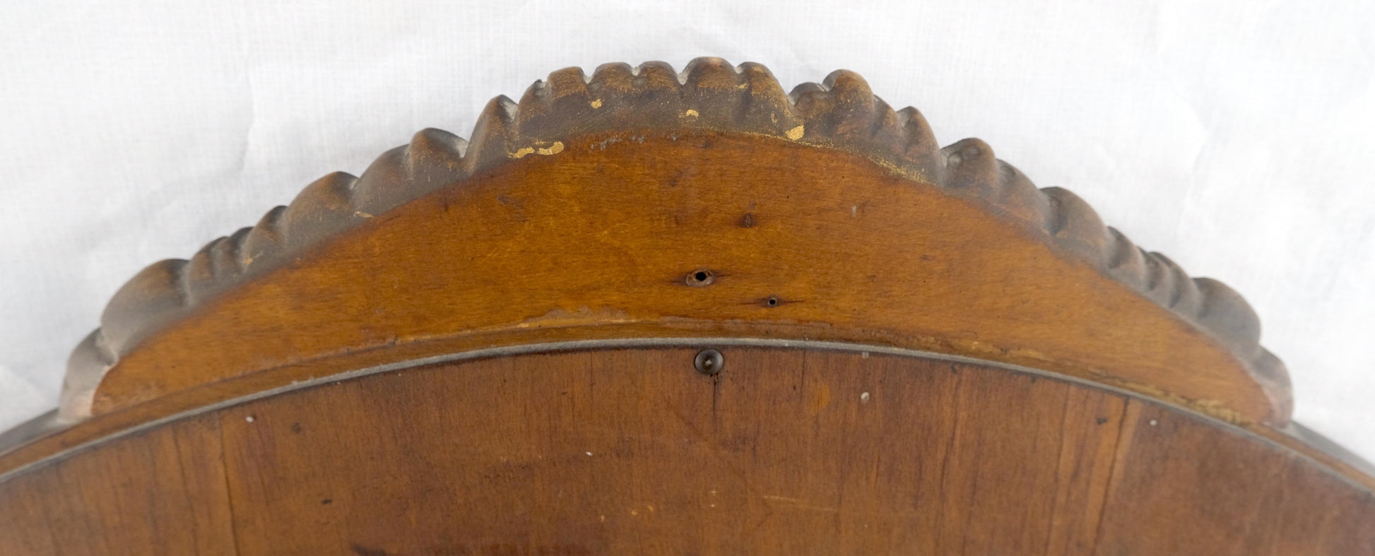 EstablishedLines Fine Shield Shape Carved Light Walnut Mirror c1940s MINT!