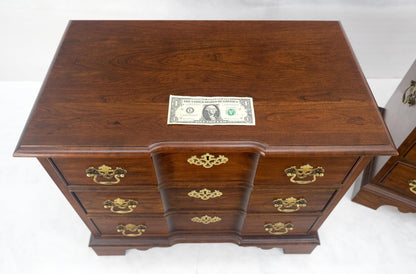 EstablishedLines Pair of Solid Cherry 3 Drawers Block Front Nightstands End Tables Stands MIINT