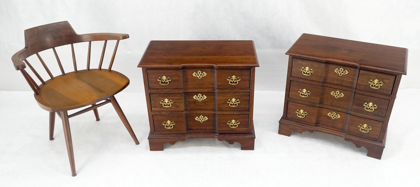 EstablishedLines Pair of Solid Cherry 3 Drawers Block Front Nightstands End Tables Stands MIINT