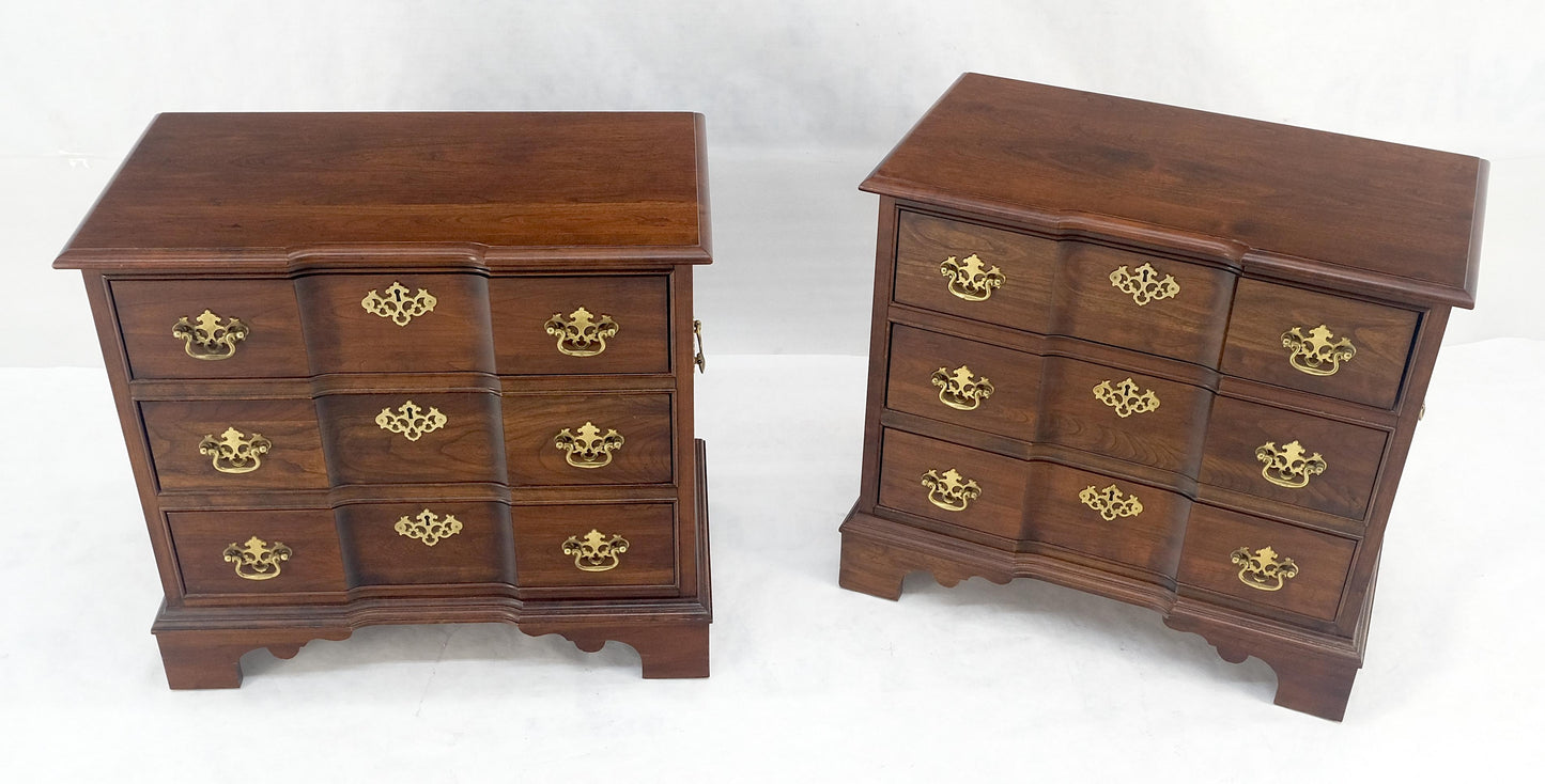 EstablishedLines Pair of Solid Cherry 3 Drawers Block Front Nightstands End Tables Stands MIINT