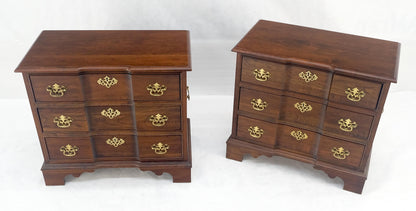 EstablishedLines Pair of Solid Cherry 3 Drawers Block Front Nightstands End Tables Stands MIINT