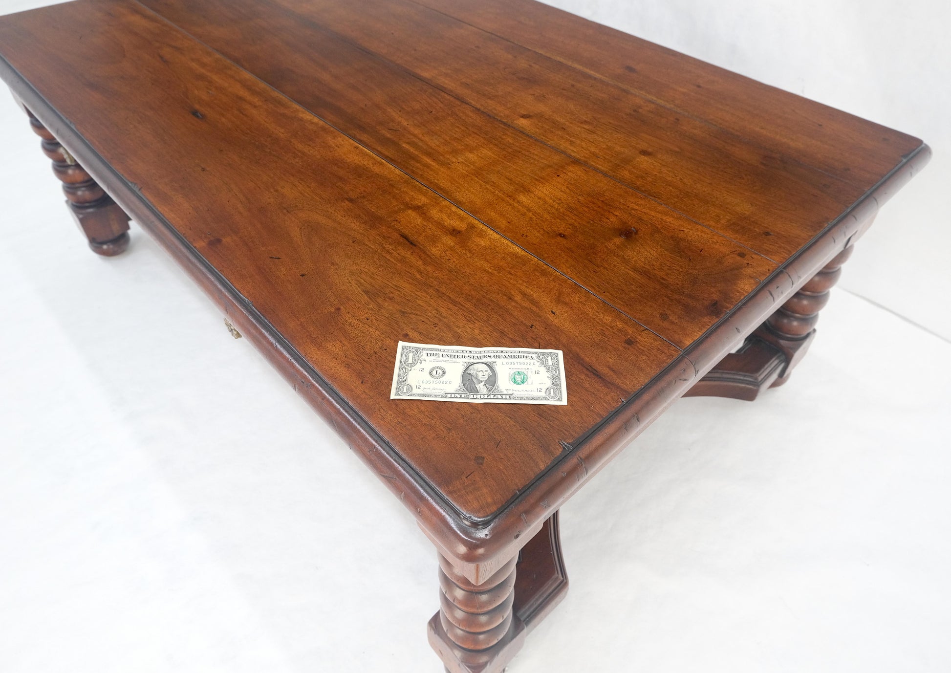 EstablishedLines Heavy Large 30x54 Spanish Colonial Solid Mahogany Italian Coffee Table w/ Drawer