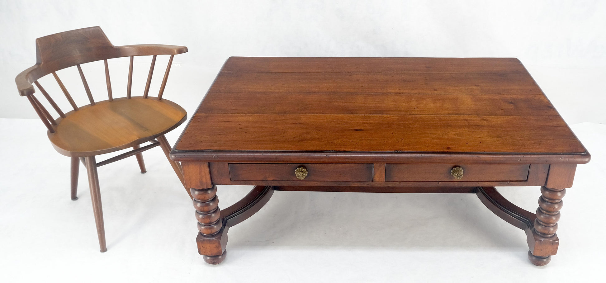 EstablishedLines Heavy Large 30x54 Spanish Colonial Solid Mahogany Italian Coffee Table w/ Drawer