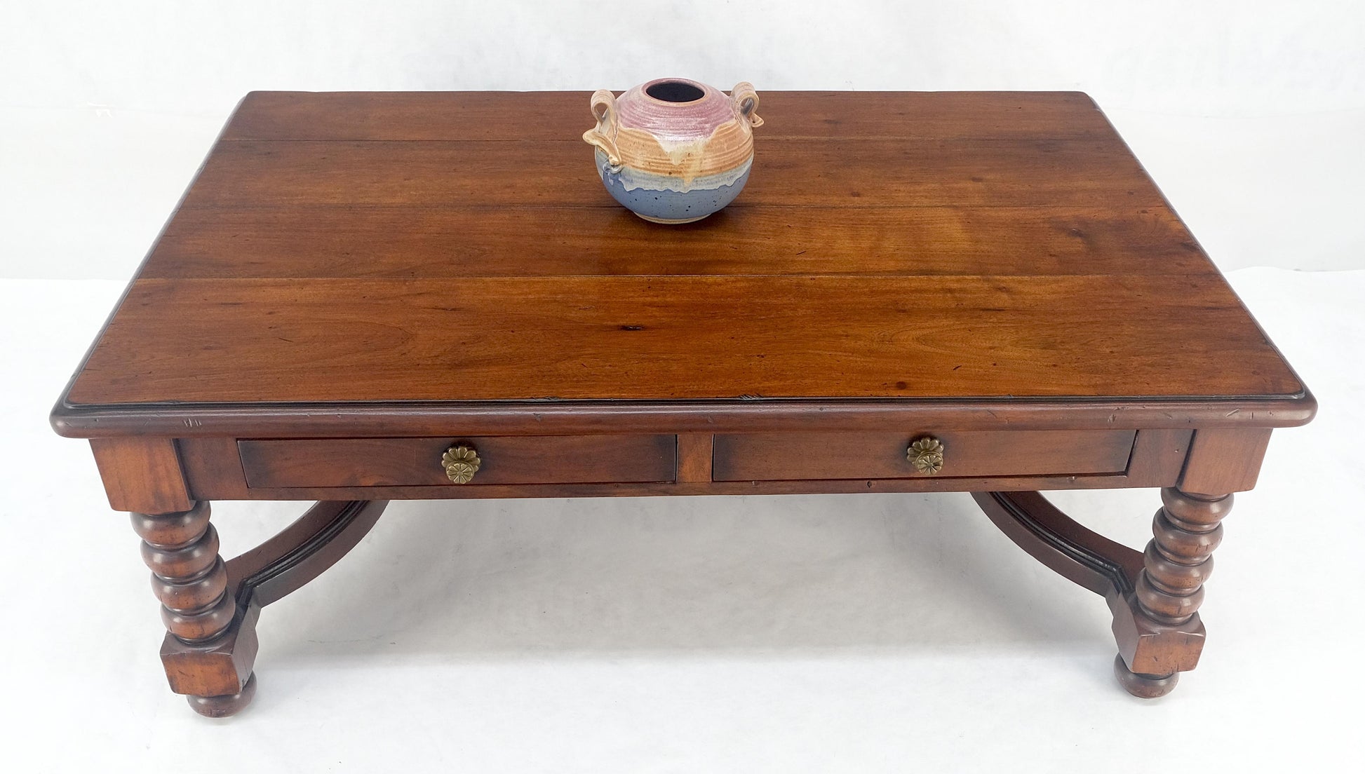 EstablishedLines Heavy Large 30x54 Spanish Colonial Solid Mahogany Italian Coffee Table w/ Drawer