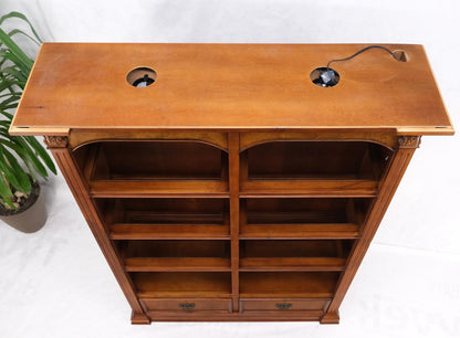 EstablishedLines Large Colonial Two Drawer Compartment Double Bookcase Shelf Wall Unit Lights