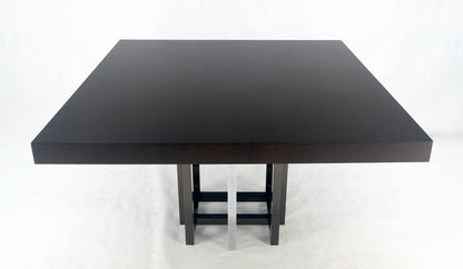EstablishedLines Bronzed & Chrome Base Ebonized Mahogany Square Top Conference Dining Table MINT!