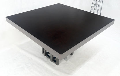 EstablishedLines Bronzed & Chrome Base Ebonized Mahogany Square Top Conference Dining Table MINT!