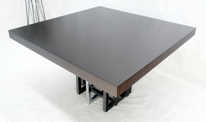 EstablishedLines Bronzed & Chrome Base Ebonized Mahogany Square Top Conference Dining Table MINT!