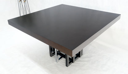 EstablishedLines Bronzed & Chrome Base Ebonized Mahogany Square Top Conference Dining Table MINT!