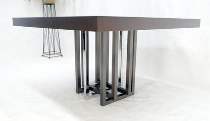 EstablishedLines Bronzed & Chrome Base Ebonized Mahogany Square Top Conference Dining Table MINT!
