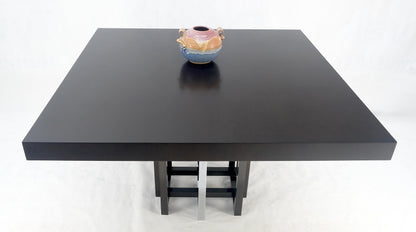EstablishedLines Bronzed & Chrome Base Ebonized Mahogany Square Top Conference Dining Table MINT!