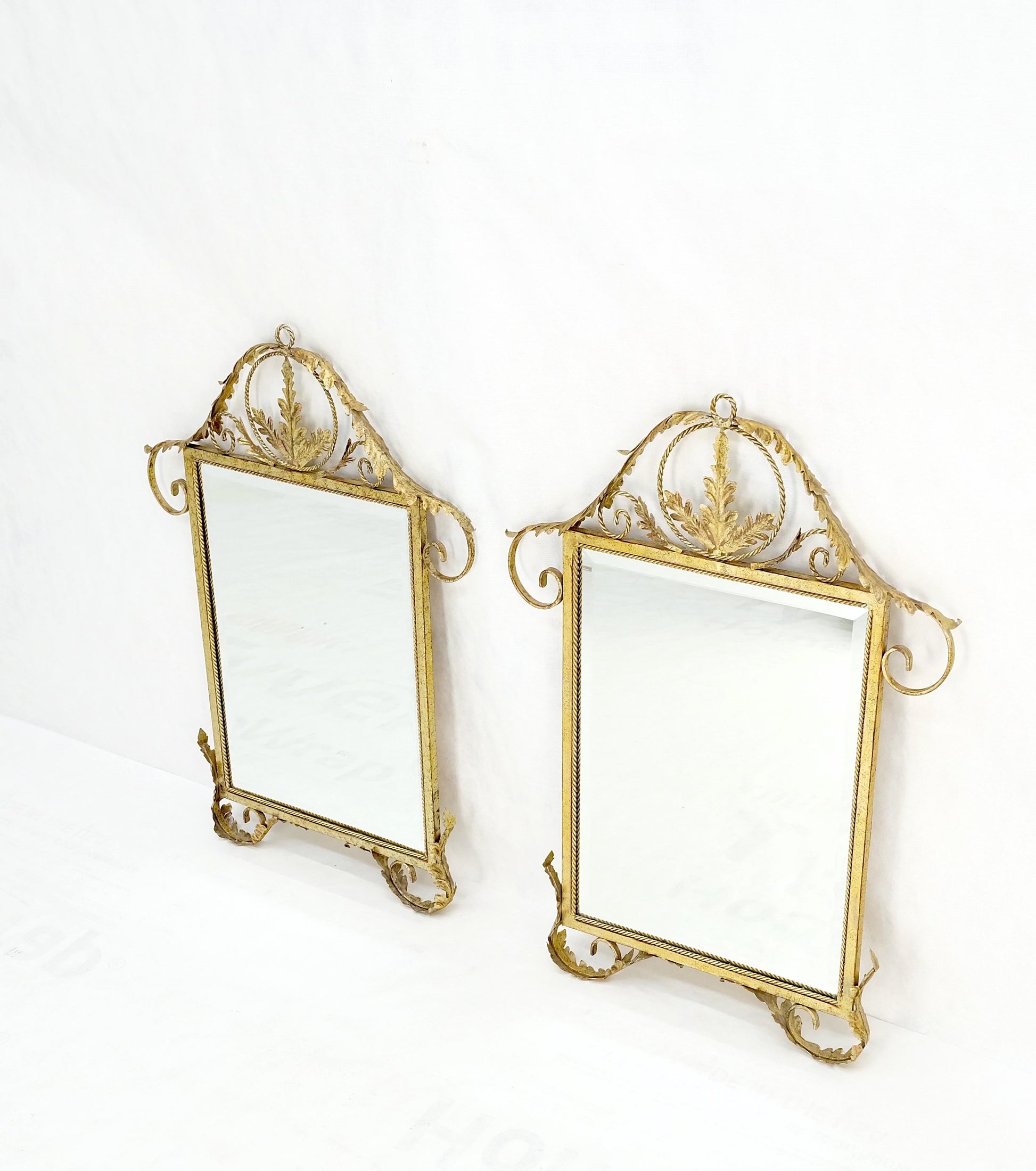 EstablishedLines Pair of Regency Style Gilt Metal Rectangle Wall Mirrors Mint!