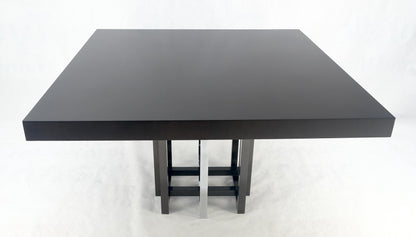 EstablishedLines Bronzed & Chrome Base Ebonized Mahogany Square Top Conference Dining Table MINT!