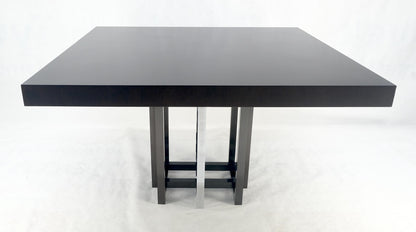 EstablishedLines Bronzed & Chrome Base Ebonized Mahogany Square Top Conference Dining Table MINT!