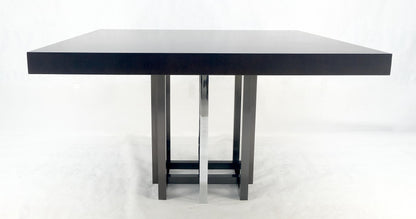 EstablishedLines Bronzed & Chrome Base Ebonized Mahogany Square Top Conference Dining Table MINT!