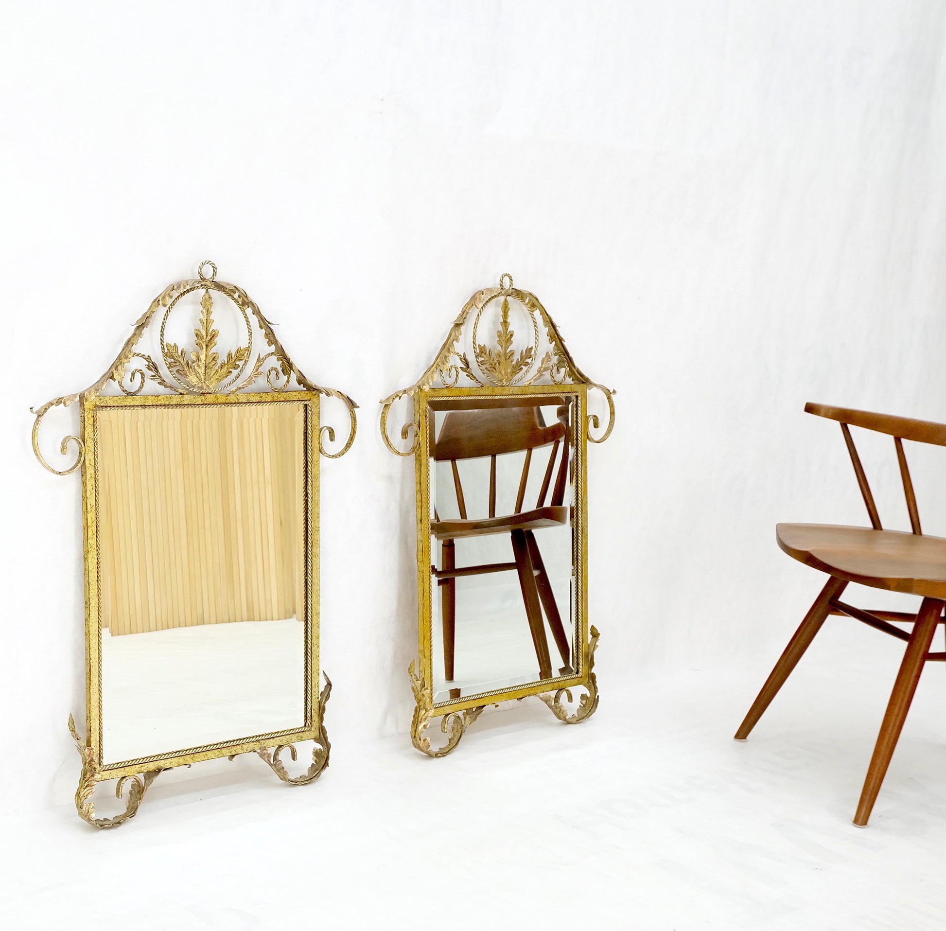 EstablishedLines Pair of Regency Style Gilt Metal Rectangle Wall Mirrors Mint!
