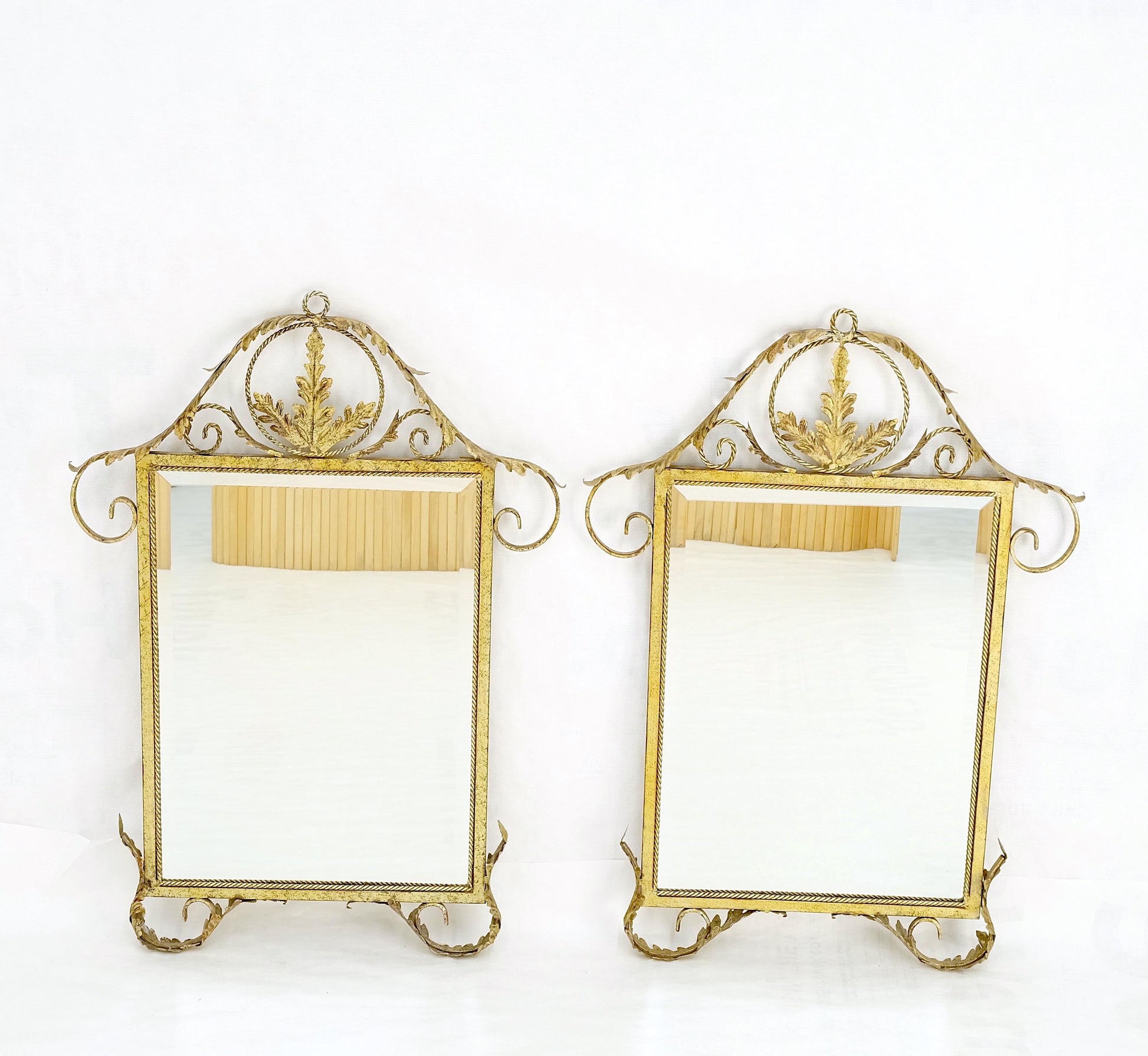 EstablishedLines Pair of Regency Style Gilt Metal Rectangle Wall Mirrors Mint!