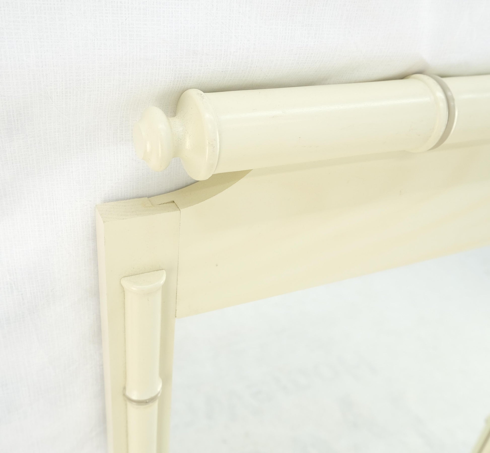 EstablishedLines Pair of White Lacquer Mid Century Modern Rectangle Faux Bamboo Wall Mirrors MINT