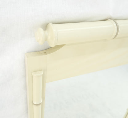 EstablishedLines Pair of White Lacquer Mid Century Modern Rectangle Faux Bamboo Wall Mirrors MINT