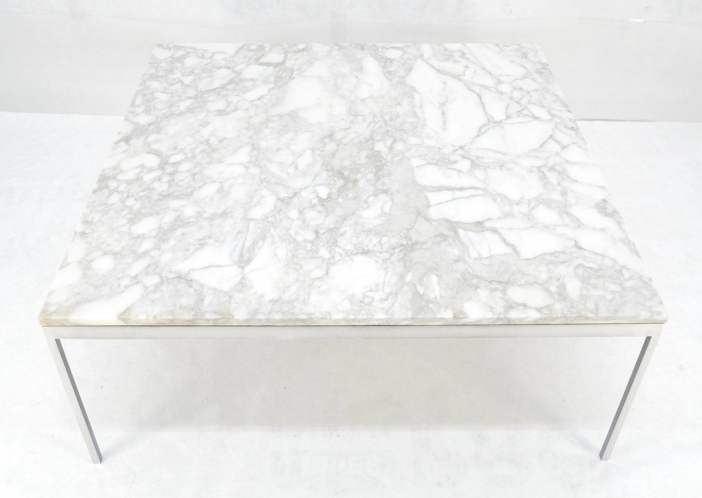 EstablishedLines Solid Stainless Steel Marble Top 42x42 Square Mid Century Modern Coffee Table