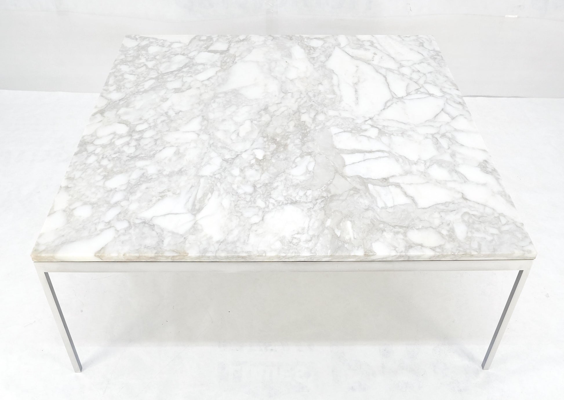 EstablishedLines Solid Stainless Steel Marble Top 42x42 Square Mid Century Modern Coffee Table