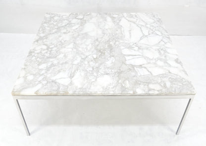 EstablishedLines Solid Stainless Steel Marble Top 42x42 Square Mid Century Modern Coffee Table