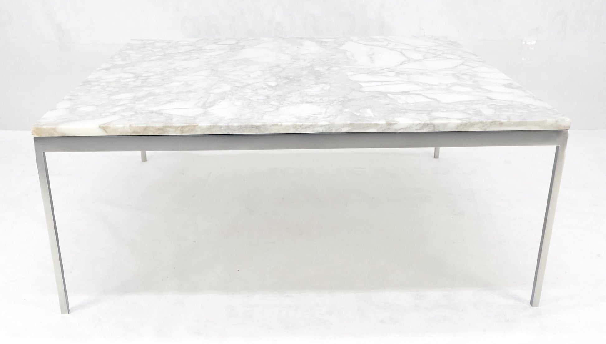 EstablishedLines Solid Stainless Steel Marble Top 42x42 Square Mid Century Modern Coffee Table