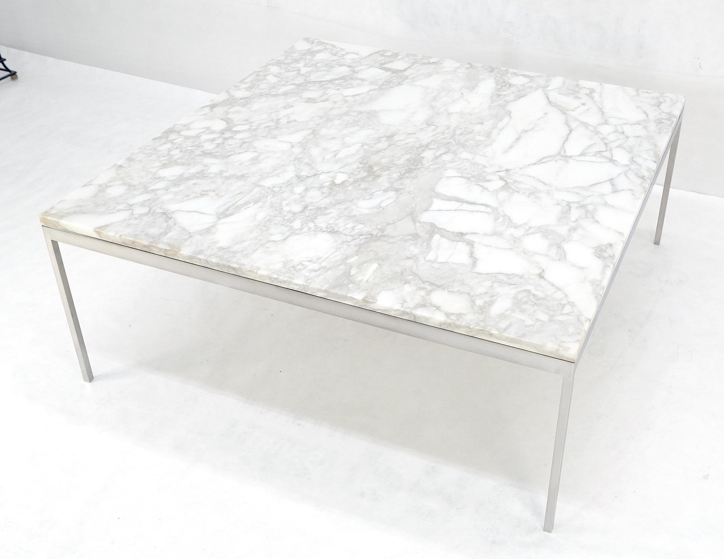 EstablishedLines Solid Stainless Steel Marble Top 42x42 Square Mid Century Modern Coffee Table