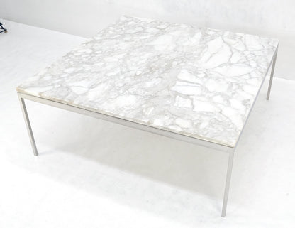EstablishedLines Solid Stainless Steel Marble Top 42x42 Square Mid Century Modern Coffee Table