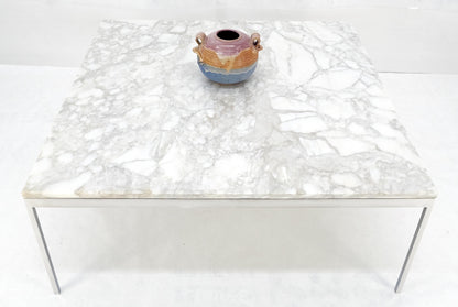 EstablishedLines Solid Stainless Steel Marble Top 42x42 Square Mid Century Modern Coffee Table