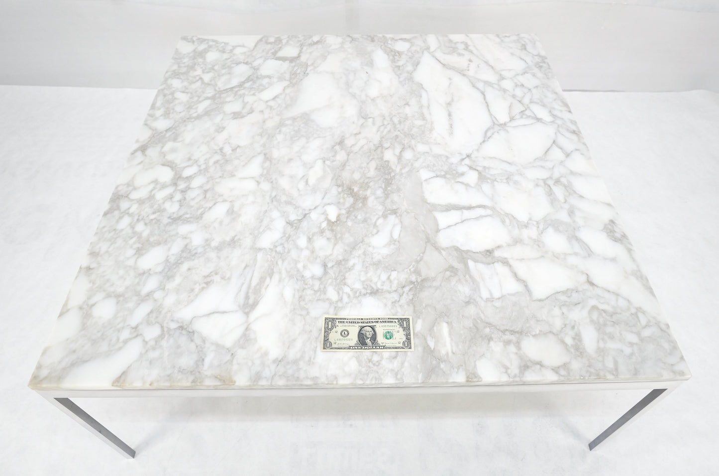 EstablishedLines Solid Stainless Steel Marble Top 42x42 Square Mid Century Modern Coffee Table